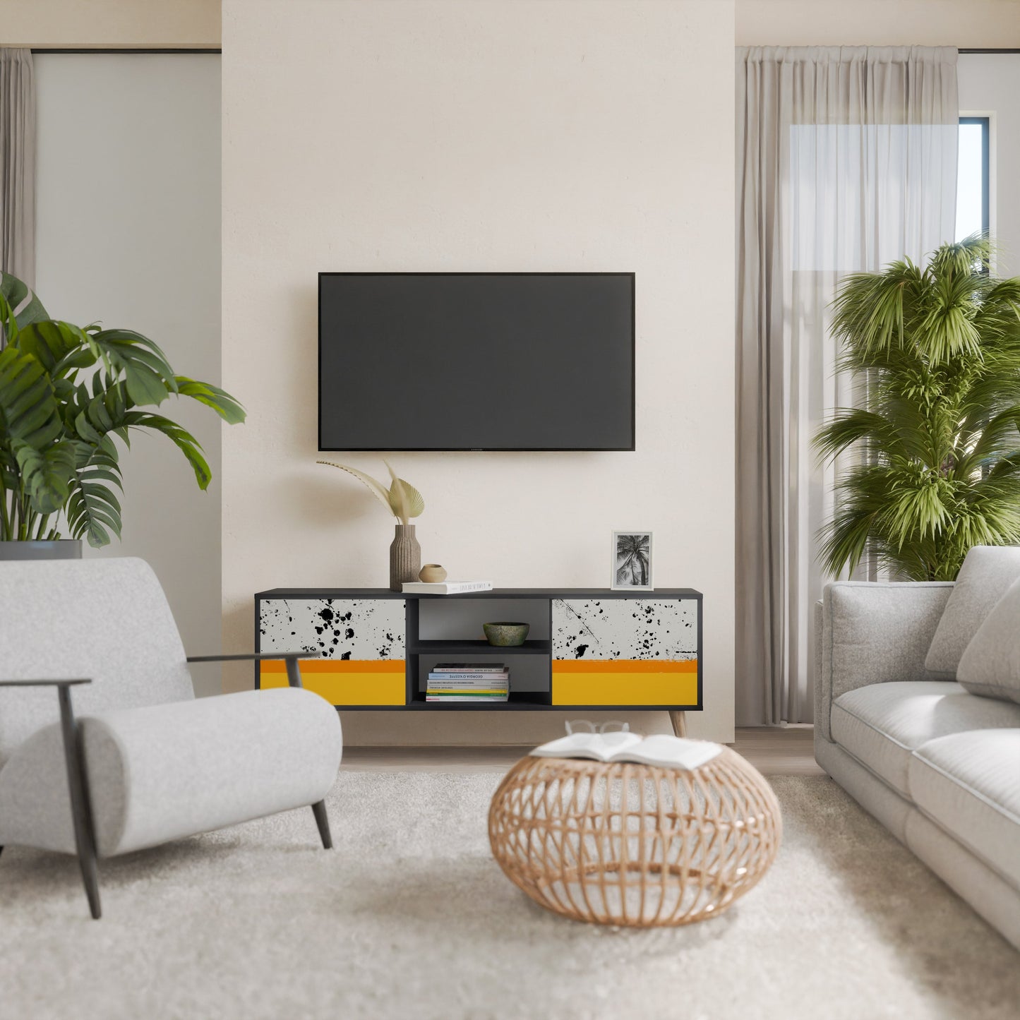 Mobile TV a 2 ante DYED BY ORANGE con finitura nera