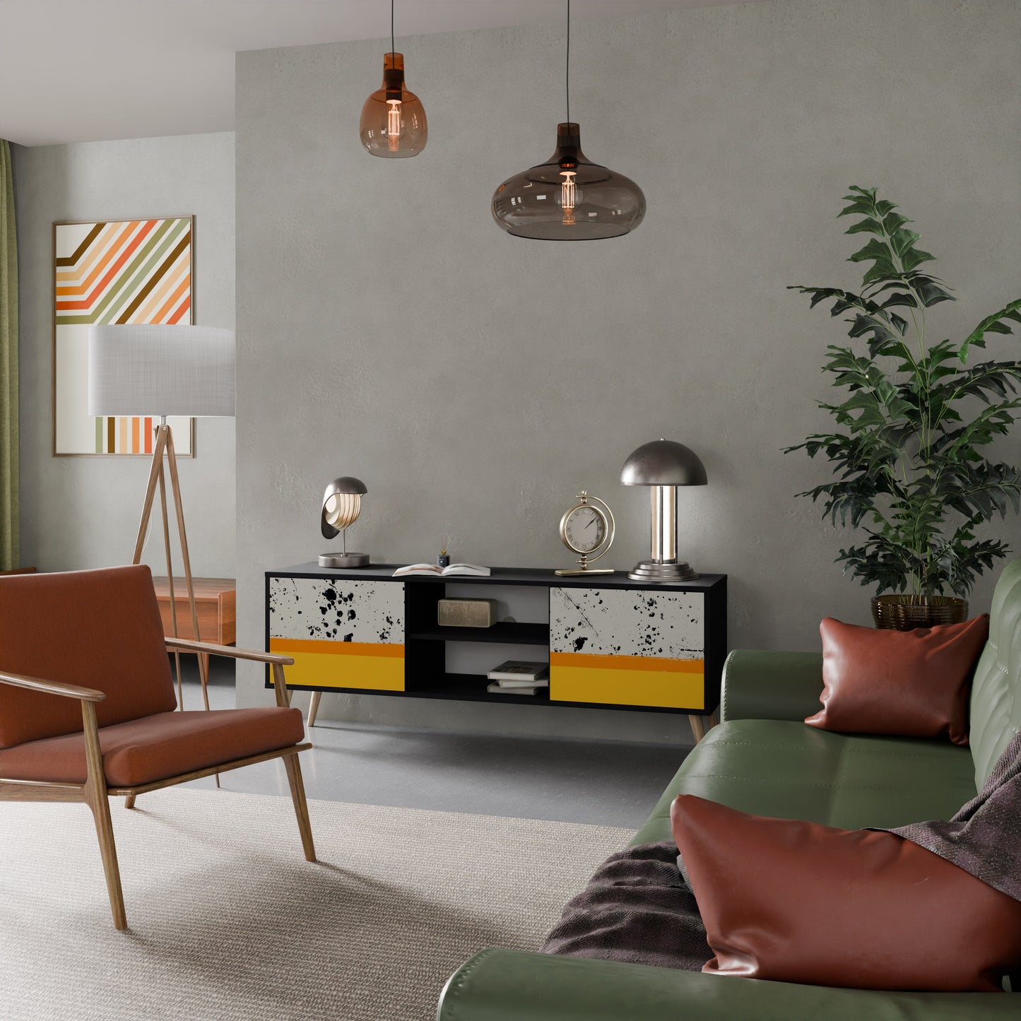 Mobile TV a 2 ante DYED BY ORANGE con finitura nera
