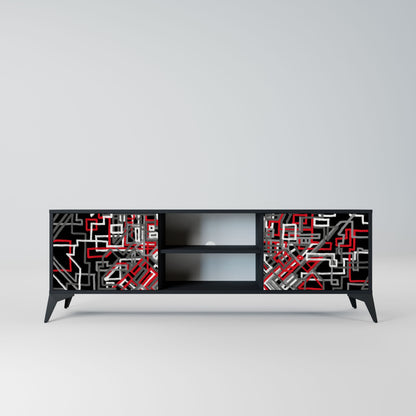 BROKEN LINES 2-Door TV Stand in Black Finish