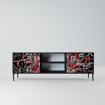 BROKEN LINES 2-Door TV Stand in Black Finish