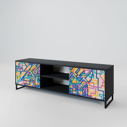 MEMORIES MAP 2-Door TV Stand in Black Finish