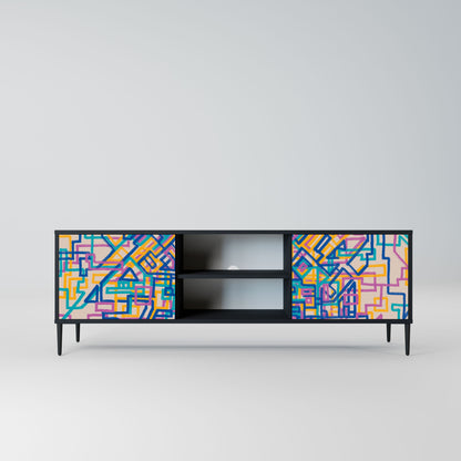 MEMORIES MAP 2-Door TV Stand in Black Finish