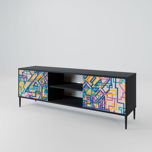 Mobile TV MEMORIES MAP a 2 ante con finitura nera