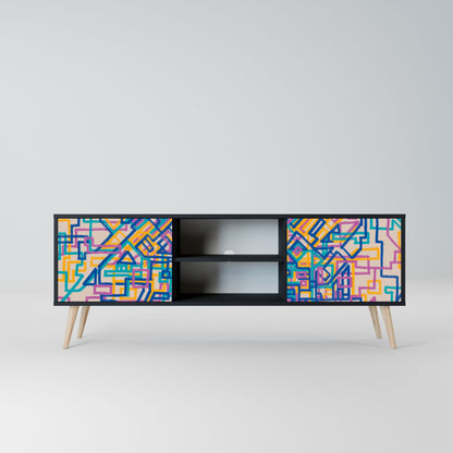 MEMORIES MAP 2-Door TV Stand in Black Finish
