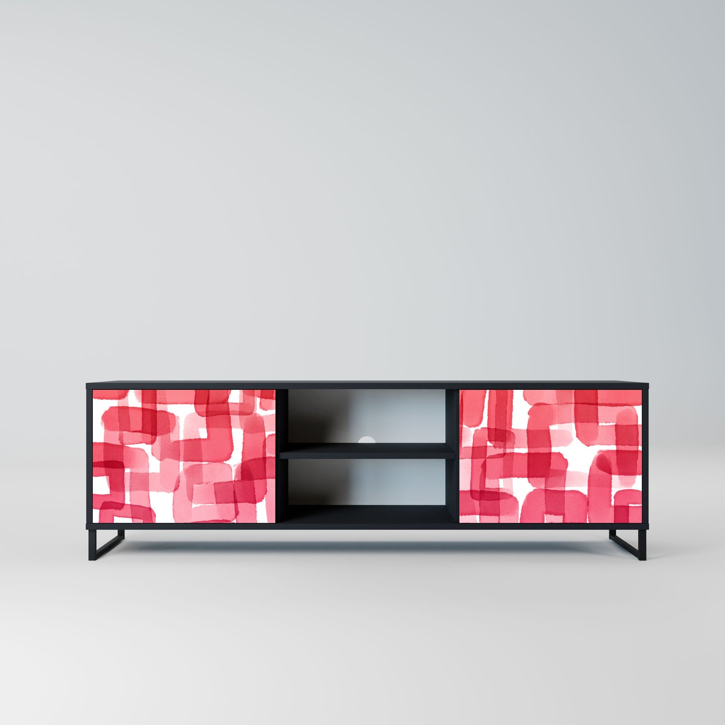 KALEIDOSCOPIC CUBISM 2-Door TV Stand in Black Finish