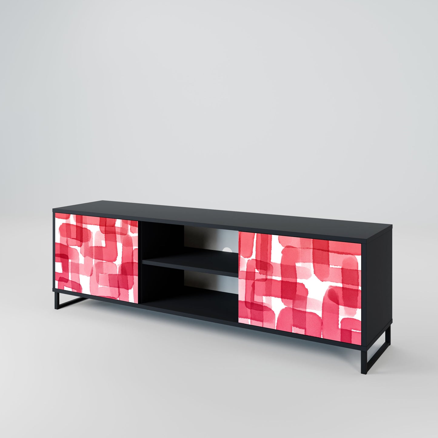 KALEIDOSCOPIC CUBISM 2-Door TV Stand in Black Finish