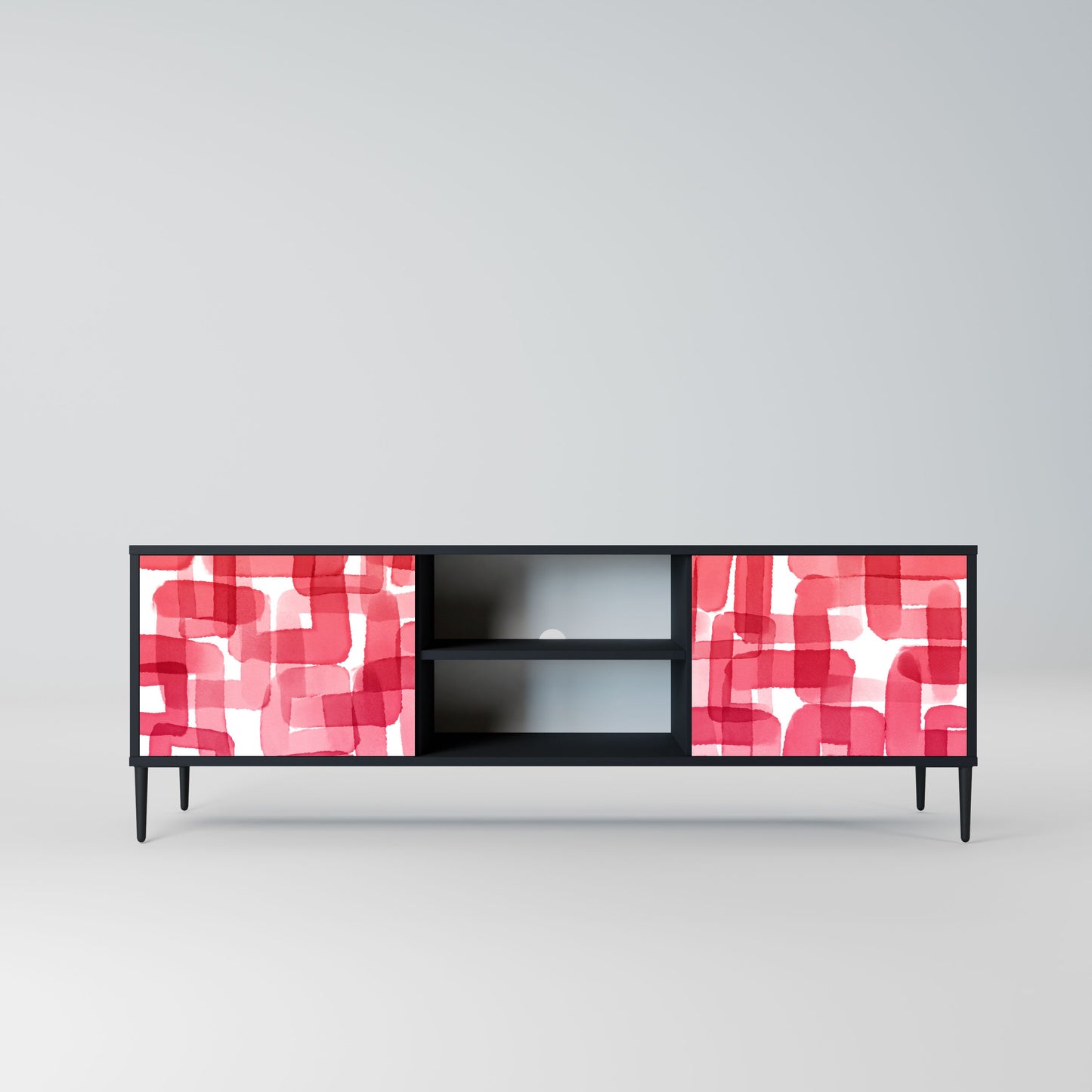 KALEIDOSCOPIC CUBISM 2-Door TV Stand in Black Finish