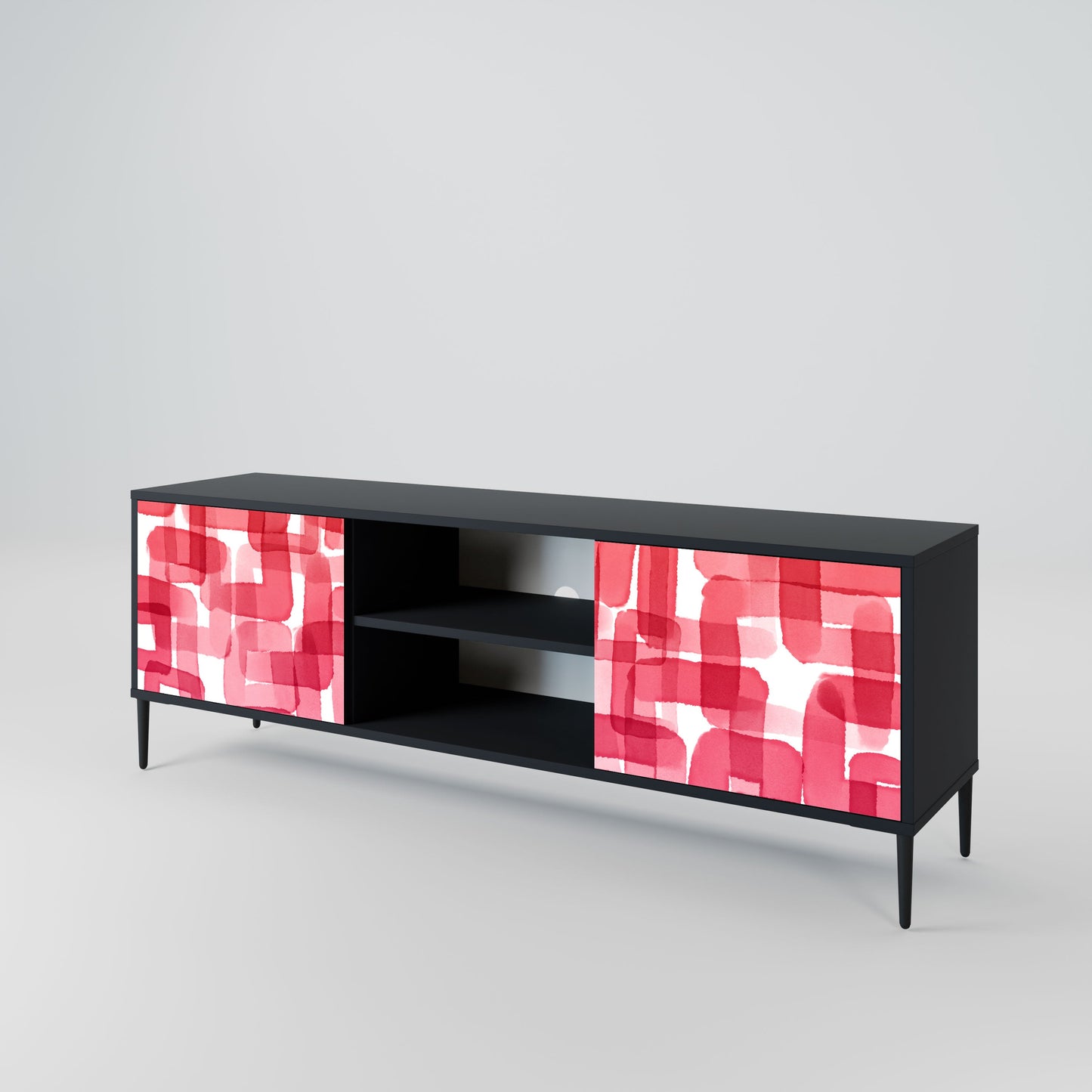 KALEIDOSCOPIC CUBISM 2-Door TV Stand in Black Finish