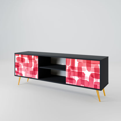 KALEIDOSCOPIC CUBISM 2-Door TV Stand in Black Finish