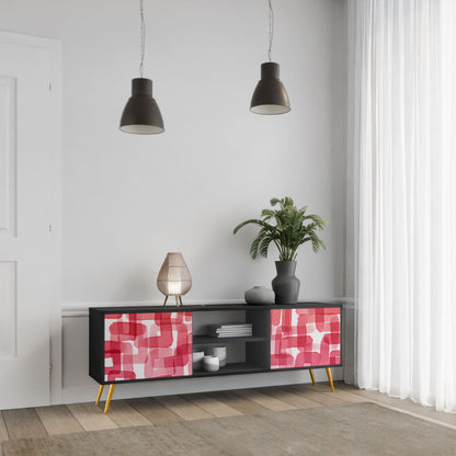 KALEIDOSCOPIC CUBISM 2-Door TV Stand in Black Finish