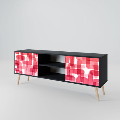 KALEIDOSCOPIC CUBISM 2-Door TV Stand in Black Finish