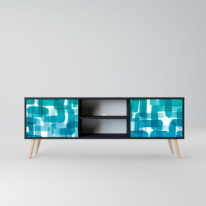 TURQUOISE RECTANGLES 2-Door TV Stand in Black Finish