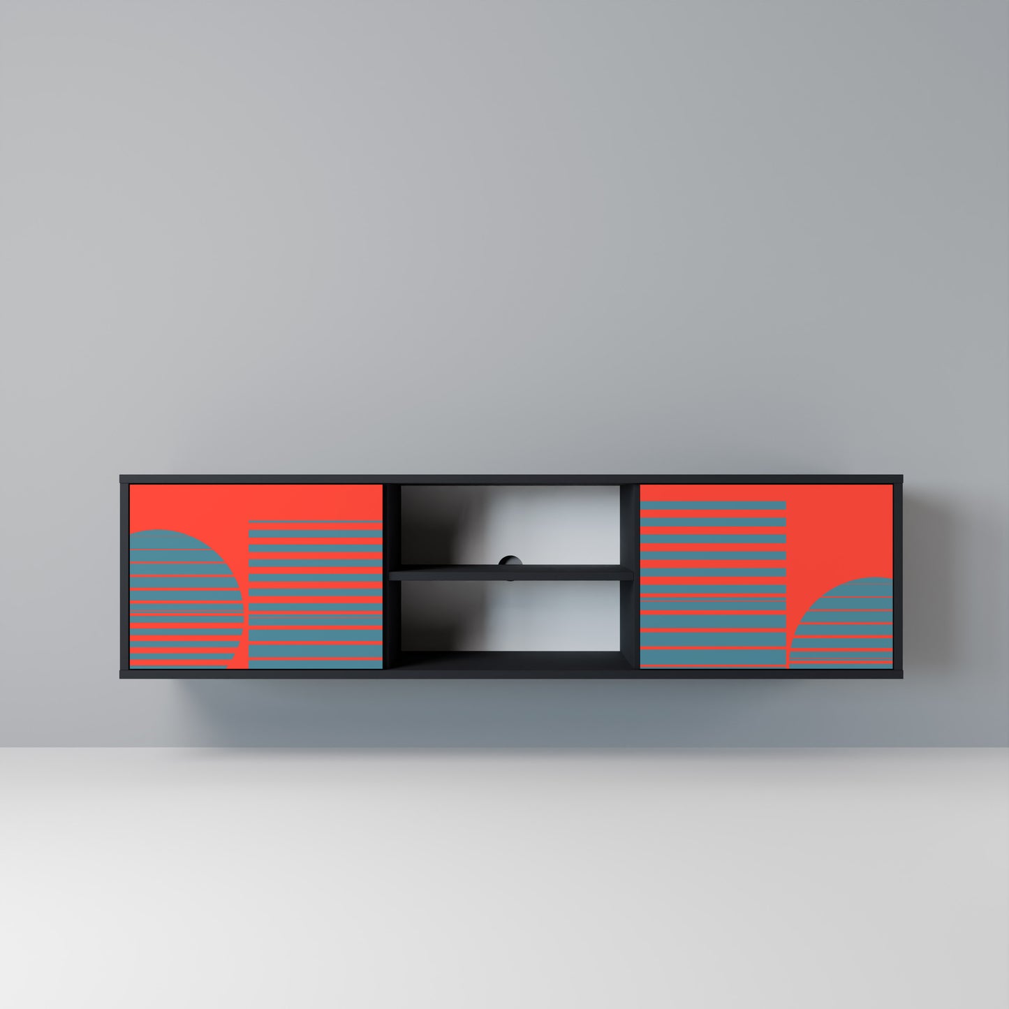 RISING GEOMETRY STARS Mobile TV a 2 Ante in Finitura Nera