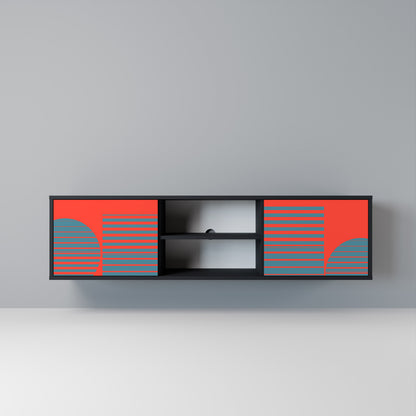 RISING GEOMETRY STARS Mobile TV a 2 Ante in Finitura Nera
