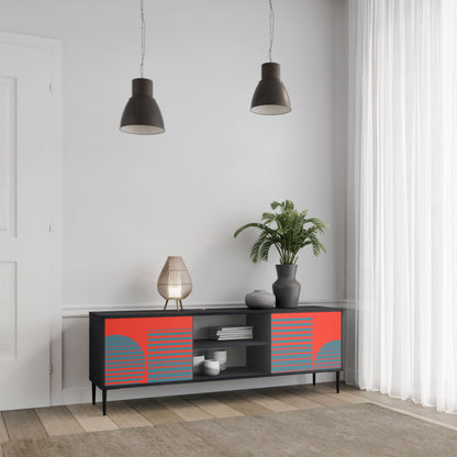 RISING GEOMETRY STARS 2-Door TV Stand in Black Finish