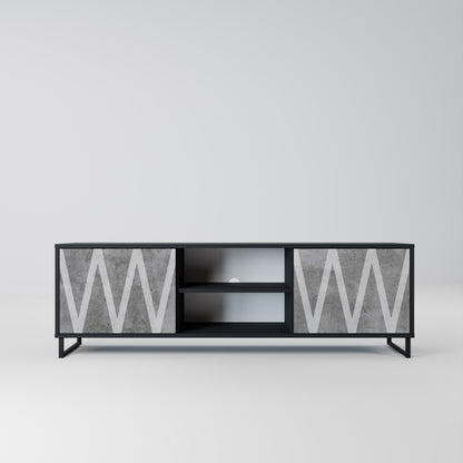 Mobile TV SOLID ZIG ZAG a 2 ante con finitura nera