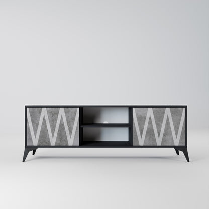 Mobile TV SOLID ZIG ZAG a 2 ante con finitura nera