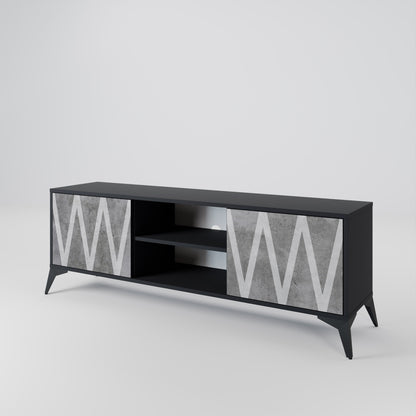 Mobile TV SOLID ZIG ZAG a 2 ante con finitura nera