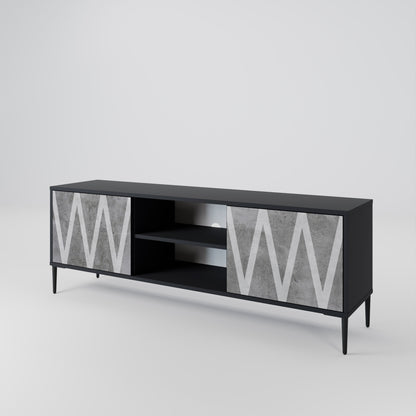Mobile TV SOLID ZIG ZAG a 2 ante con finitura nera
