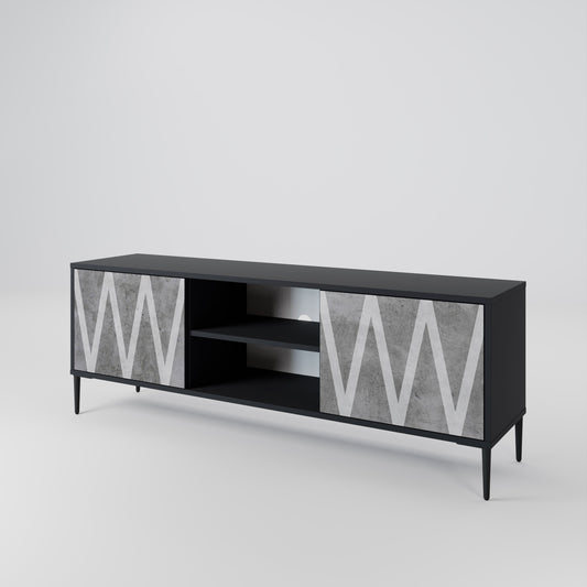 Mobile TV SOLID ZIG ZAG a 2 ante con finitura nera