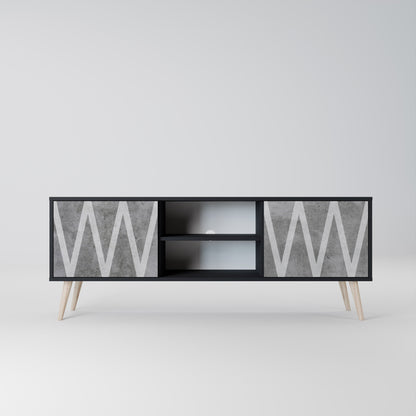 Mobile TV SOLID ZIG ZAG a 2 ante con finitura nera