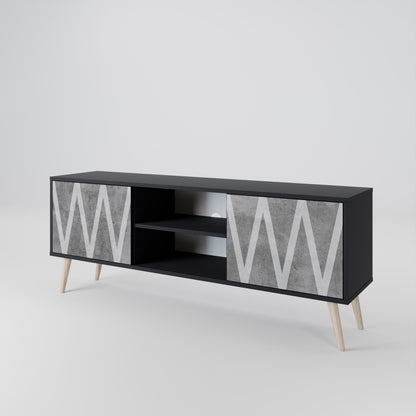 Mobile TV SOLID ZIG ZAG a 2 ante con finitura nera