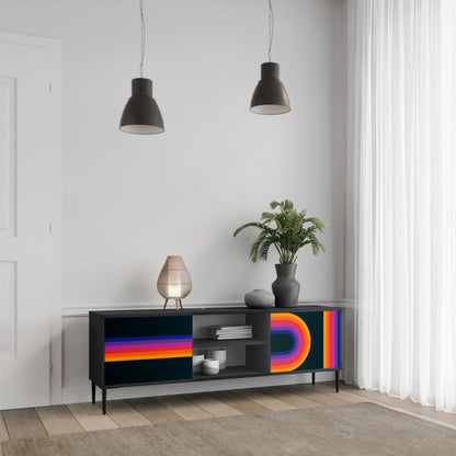 BLINDED BY THE LIGHTS 2-Door TV Stand in Black Finish