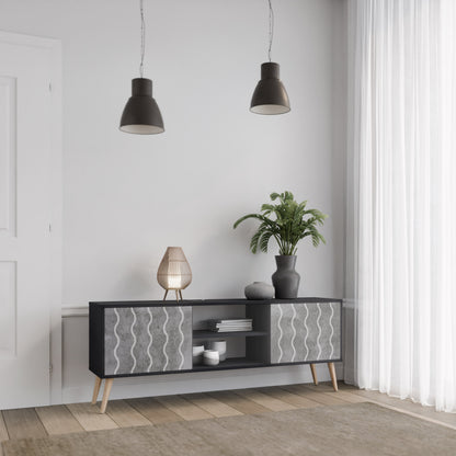 WAVES OF CONCRETE 2-Door TV Stand in Black Finish