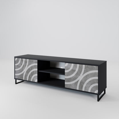 Mobile TV CIRCLE CONCRETE a 2 ante in finitura nera