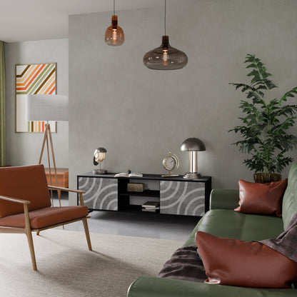 Mobile TV CIRCLE CONCRETE a 2 ante in finitura nera
