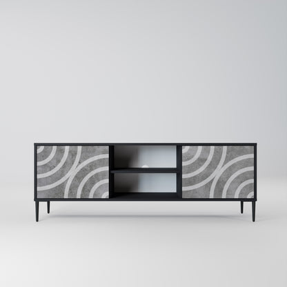 Mobile TV CIRCLE CONCRETE a 2 ante in finitura nera