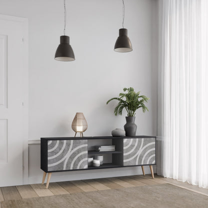 Mobile TV CIRCLE CONCRETE a 2 ante in finitura nera