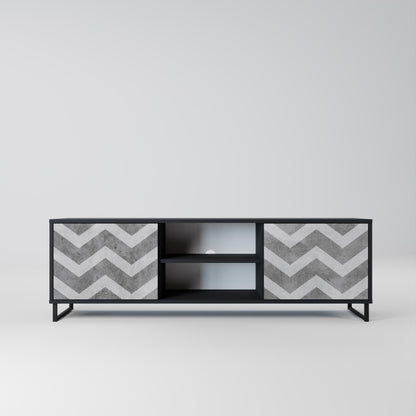 Mobile TV TOUGH ZIG ZAG a 2 ante con finitura nera