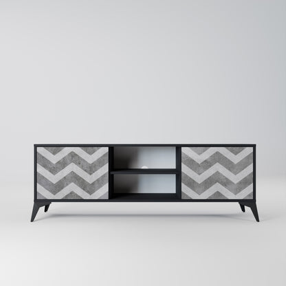 Mobile TV TOUGH ZIG ZAG a 2 ante con finitura nera