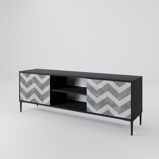 Mobile TV TOUGH ZIG ZAG a 2 ante con finitura nera