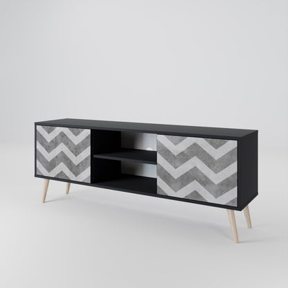 Mobile TV TOUGH ZIG ZAG a 2 ante con finitura nera