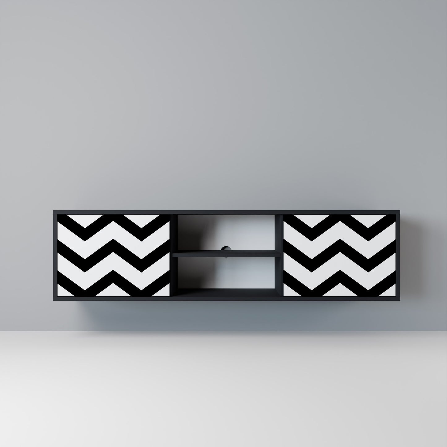 CLASSIC ZIG ZAG Mobile TV a 2 Ante in Finitura Nera