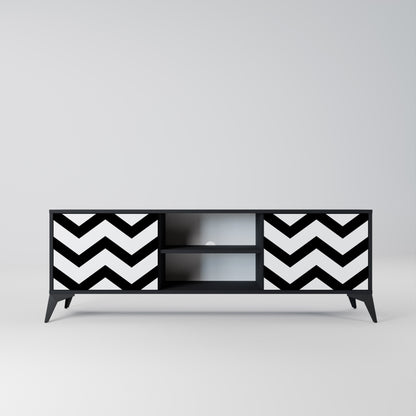 Mobile TV CLASSIC ZIG ZAG a 2 ante con finitura nera