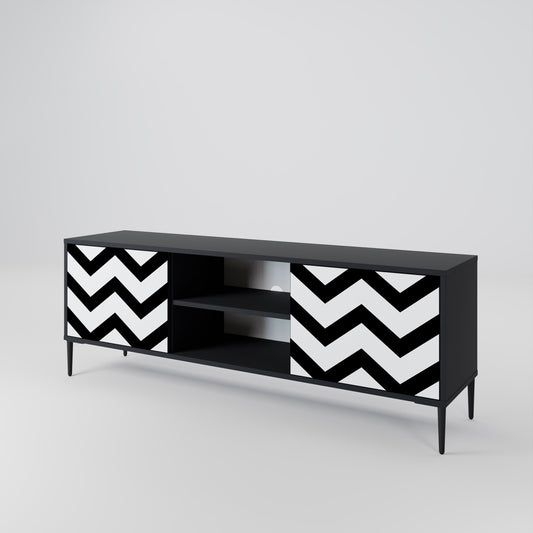Mobile TV CLASSIC ZIG ZAG a 2 ante con finitura nera