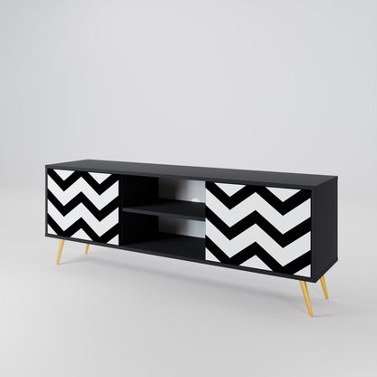 Mobile TV CLASSIC ZIG ZAG a 2 ante con finitura nera