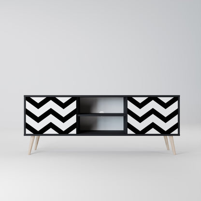 Mobile TV CLASSIC ZIG ZAG a 2 ante con finitura nera