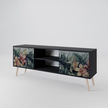 Mobile TV a 2 ante HEAVENLY BLOOM in finitura nera