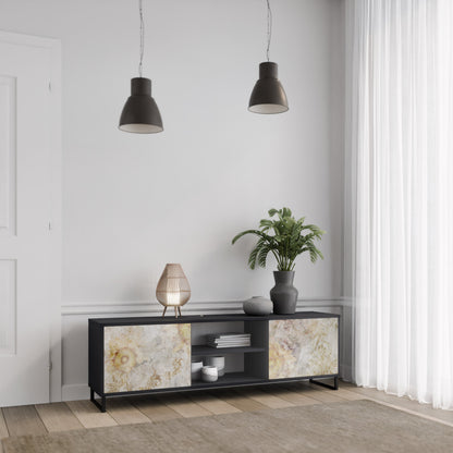 SUNFLOWER BLUR 2-Door TV Stand in Black Finish