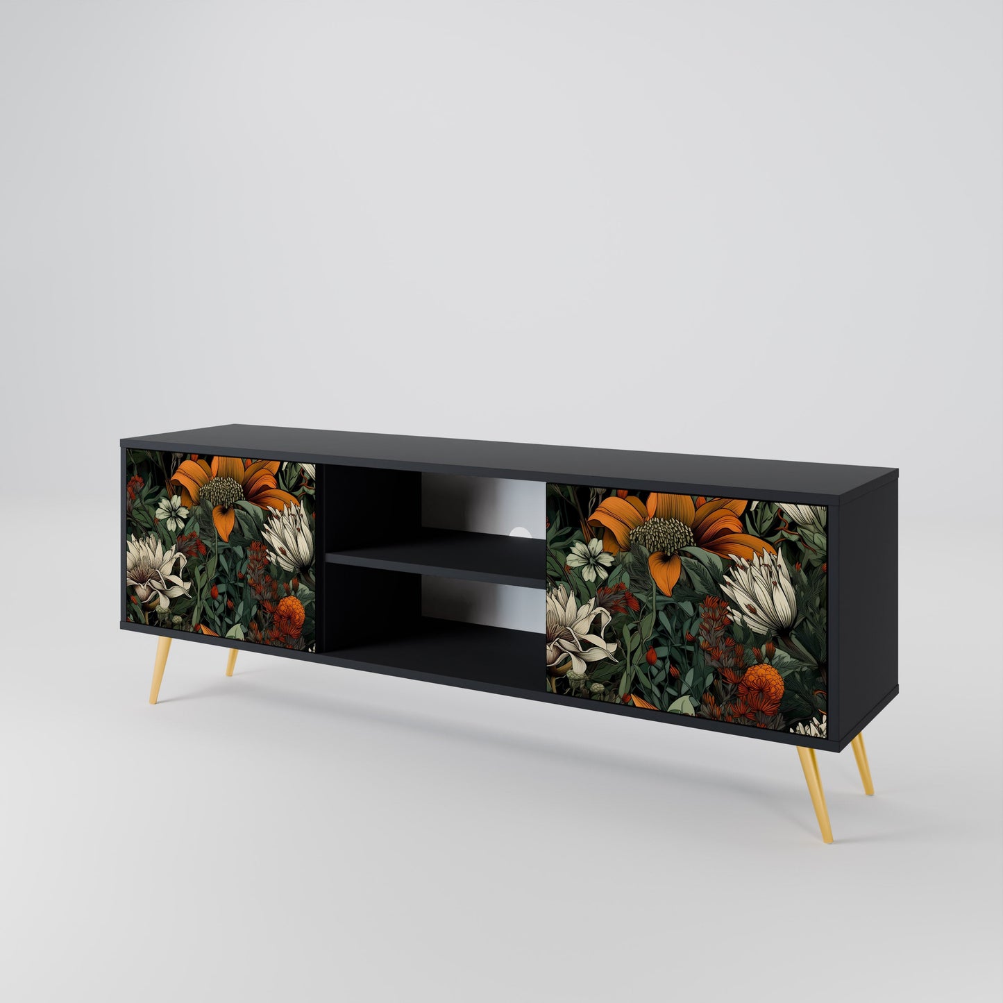 Mobile TV a 2 ante MIDNIGHT SPROUT con finitura nera