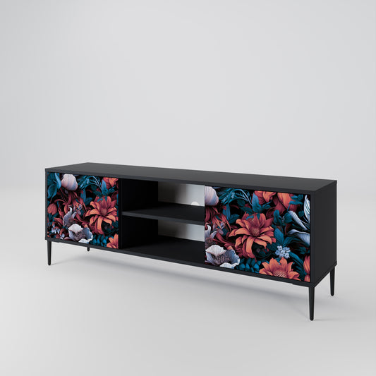 Mobile TV ETHEREAL BLOSSOMS a 2 ante con finitura nera