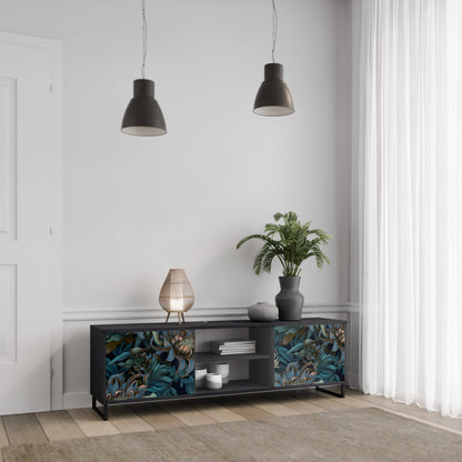 TWILIGHT BLOOM 2-Door TV Stand in Black Finish
