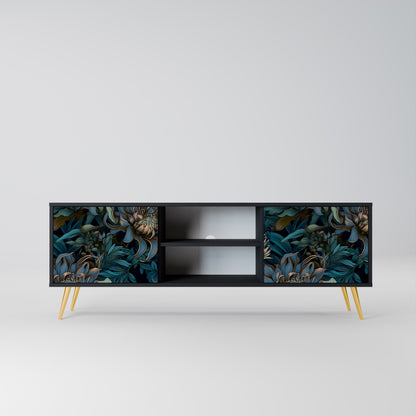 TWILIGHT BLOOM 2-Door TV Stand in Black Finish