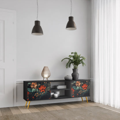 Mobile TV IMAGINARY BLOSSOM a 2 ante con finitura nera