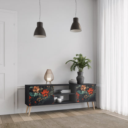 Mobile TV IMAGINARY BLOSSOM a 2 ante con finitura nera