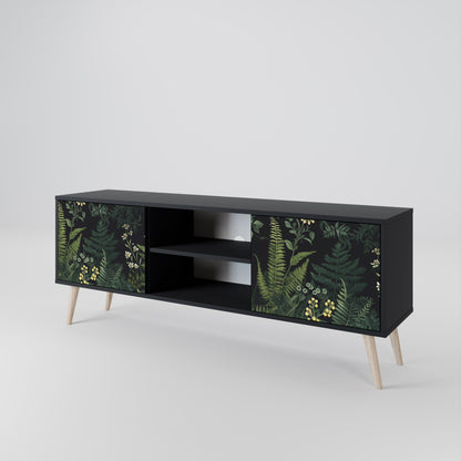 Mobile TV a 2 ante FERN FLOWERS in finitura nera